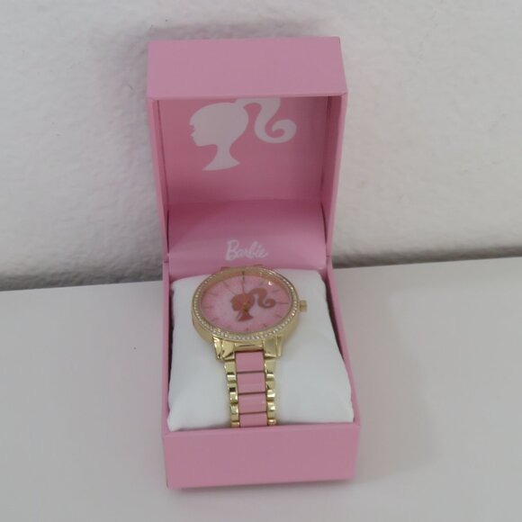 (182) Barbie Bling Watch Pink Leather Band NIB